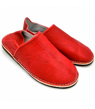 Babucha Pantuflas Árabe de Cuero Adulto Unisex - rojo - Artesanía Marroquí - Modelo Kadim