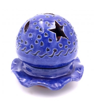 Enameled Ceramic Censer or Candle Holder - Moroccan Crafts - Biraem Model