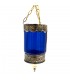 Glas- und Alpaka-Hängelampe Kerzenhalter Laterne -Blau- Andalusische Dekoration Arabische Beleuchtung - Modell Zuyaya