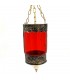 Glas und Neusilber Pendelleuchte Kerzenhalter Laterne -rot- andalusische Dekoration arabische Beleuchtung - Modell Zuyaya