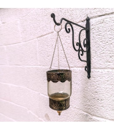 Lampada a Sospensione in Vetro e Alpaca Lanterna Portacandele -Trasparente- Decorazione Andalusa Illuminazione Araba - Modello Z