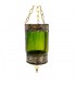 Farol Portavelas Lampara Colgante de Cristal y Alpaca -Verde- Decoración Andalusí Iluminación Árabe - Modelo Zuyaya