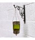 Farol Portavelas Lampara Colgante de Cristal y Alpaca -Verde- Decoración Andalusí Iluminación Árabe - Modelo Zuyaya