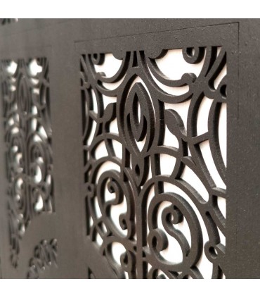 Tableau Décoratif Arabe Treillis Bois Wengé et Blanc - Décoration Orientale Modèle Bab Esplendor
