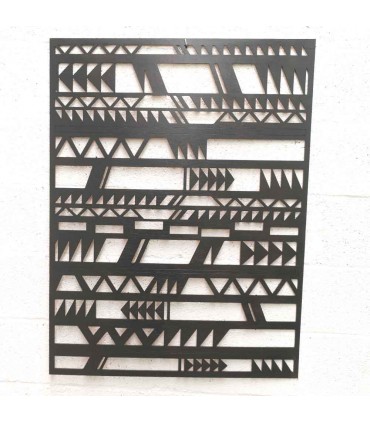 Cuadro Decorativo Celosía Árabe Madera Wengue - Decoración Oriental - Corte Láser - Modelo Dakota - 76 x 100 cm