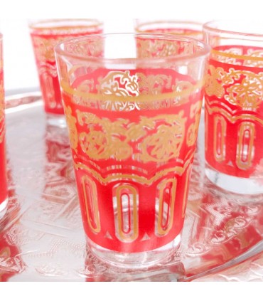 Conjunto de 6 Copos de Chá Árabe - Chá Marroquino Marroquino - Chá Especial - Modelo FATH