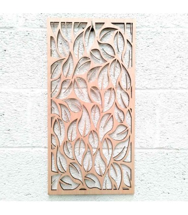 Quadro Decorativo de Treliça Árabe de Madeira - Decoração Abstrata - Corte a Laser - Modelo Saif - 60 x 30 cm