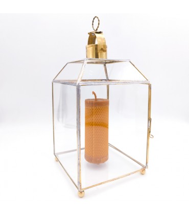 Vintage Glass and Brass Lantern - Brass and Glass - Handicrafts from Granada Exhibition Glass Showcase - Munawar Model