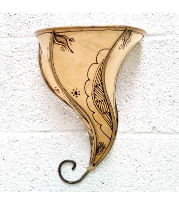 Aplique Tela de Couro Pintada com Henna - Decoração Andaluza - Artesanato Marroquino - Modelo Aadein