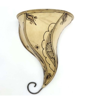 Aplique Tela de Couro Pintada com Henna - Decoração Andaluza - Artesanato Marroquino - Modelo Aadein