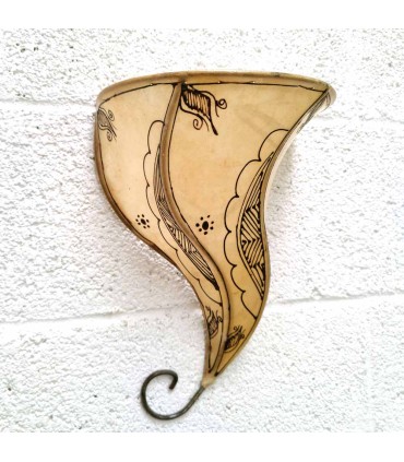 Aplique Tela de Couro Pintada com Henna - Decoração Andaluza - Artesanato Marroquino - Modelo Aadein