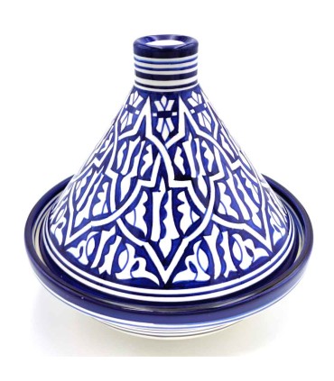 Tajin Marocain Présentation Fès Fès Bleu et Blanc - Artisanat Marocain - Fès Alwani Modèle 2