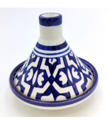 Apresentação Marroquina Tajin Fez Fes Azul e Branco - Artesanato Marroquino - Fez Alwani Modelo 2