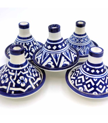 Tajin Presentación Marroquí Fez Fes Azul y Blanco - Artesanía Marroquí - Modelo Fez Alwani 2