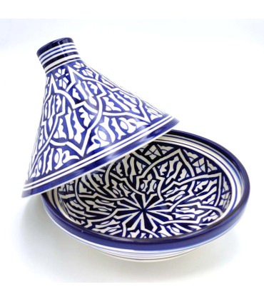 Tajin Presentación Marroquí Fez Fes Azul y Blanco - Artesanía Marroquí - Modelo Fez Alwani 2