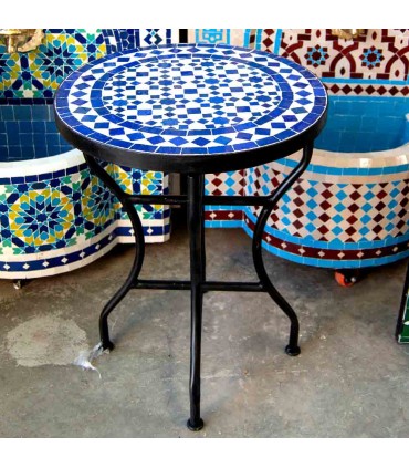 Tavolo Mosaico Zellige Marocchino Fez Andalusí Giardino o Terrazza - Modello Najma Zarka