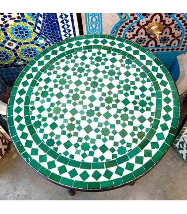 Mesa de Mosaico zellige Marroquí Fez Andalusí Jardin o Terraza - Modelo Najma Akhdar