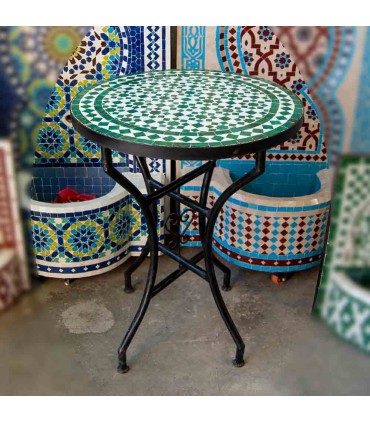 Marokkanischer Zellige Mosaiktisch Fez Andalusí Garten oder Terrasse - Najma Akhdar Modell