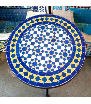 Mesa de mosaico marroquino Zellige Fez Andalusí Jardim ou Terraço - Modelo Najma Safra
