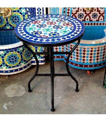 Mesa de Mosaico Zellige Marroquí Fez Andalusí Jardin o Terraza - Modelo Najma Alwania