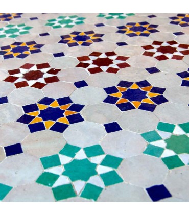 Mesa Mosaico Jardin o Patio Andalusí - Multicolor - Artesanía Marroquí - Modelo Alwani Najma