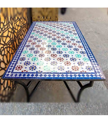 Mesa Mosaico Jardin o Patio Andalusí - Multicolor - Artesanía Marroquí - Modelo Alwani Najma
