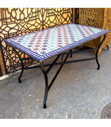 Mesa Mosaico Jardin o Patio Andalusí - Multicolor - Artesanía Marroquí - Modelo Alwani Najma