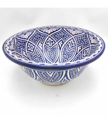 Pia Cerâmica Árabe - Artesanato Fez - Decoração Marroquina Andaluza - Modelo Lótus