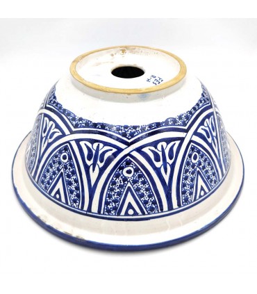 Lavabo de Salle de Bain Arabe en Céramique - Artisanat de Fès - Décoration Marocaine Andalouse - Modèle Lotus