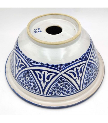 Lavabo de Salle de Bain Arabe en Céramique - Artisanat de Fès - Décoration Marocaine Andalouse - Modèle Lotus
