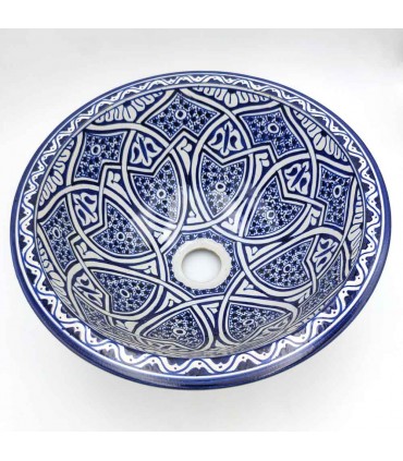 Ceramic Arab Bathroom Sink - Fez Craftsmanship - Moroccan Andalusian Decoration - Lotus Model
