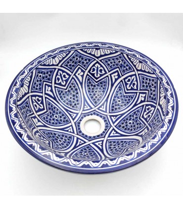 Lavabo en céramique peinte - Modèle Fez - 35 cm