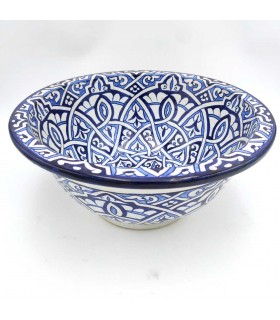 Pia de banheiro em cerâmica árabe - artesanato de Fez - decoração marroquina andaluza - modelo Ivy