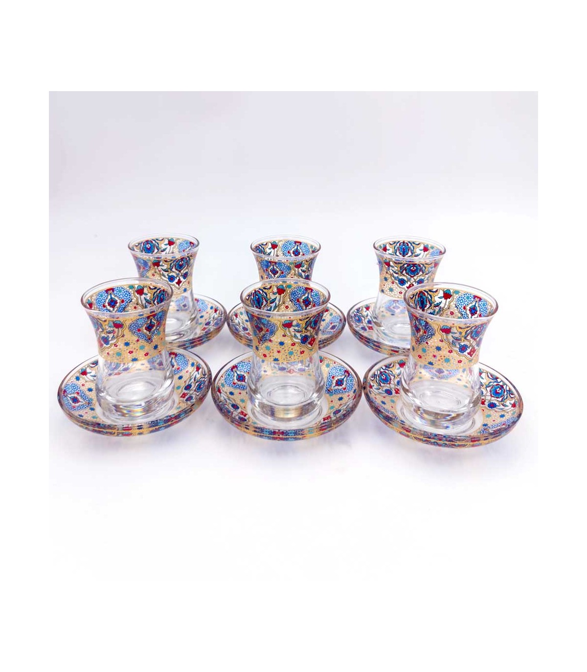 Pasabahce Design Set di 6 bicchieri da tè turchi da 120 cc e piattini