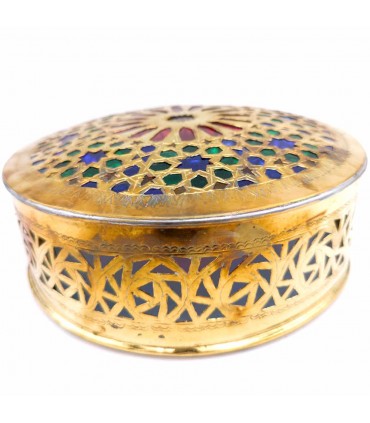 Aplique o Plafón - Latón Calado Mosáico Arabe- Resinas Colores