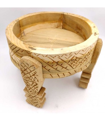 Tavolo smerigliatrice Chakki basso in legno intagliato - Chill Out - artigianato marocchino modello Khashab Beldi