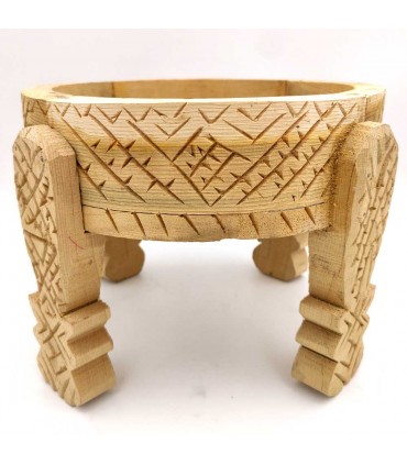 Mesa Moedor Chakki Baixo em Madeira Esculpida - Chill Out - Artesanato Marroquino Modelo Khashab Beldi