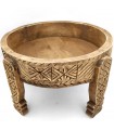 Table Basse Chakki Grinder en Bois Sculpté - Chill Out - Artisanat Marocain Modèle Khashab Beldi