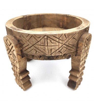 Carved Wood Low Chakki Grinder Table - Chill Out - Moroccan Crafts Khashab Beldi Model