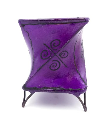 Castiçal em Couro Pintado com Henna Cor Lisa - Artesanato Marroquino Decoração Andaluza Modelo Murabaatun