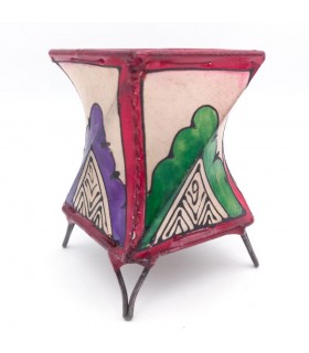 Kerzenhalter aus Leder, bemalt mit Henna Muticolor – marokkanische Handwerkskunst, andalusische Dekoration, Murabaatun-Modell