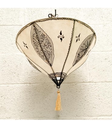 Candeeiro de tecto em pele pintado à mão com henna - decoração andaluza - artesanato marroquino modelo marrakshi