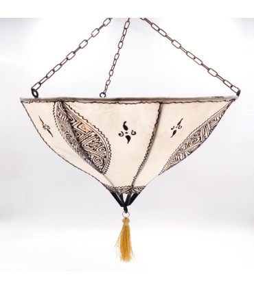Candeeiro de tecto em pele pintado à mão com henna - decoração andaluza - artesanato marroquino modelo marrakshi