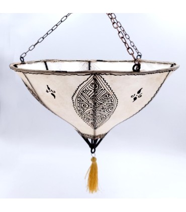 Candeeiro de tecto em pele pintado à mão com henna - decoração andaluza - artesanato marroquino modelo marrakshi