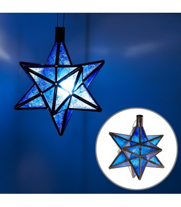 Candeeiro de teto estrela andaluz - artesanato marroquino - modelo Azrak Star