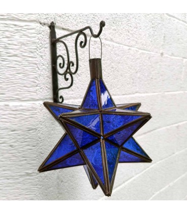 Candeeiro de teto estrela andaluz - artesanato marroquino - modelo Azrak Star