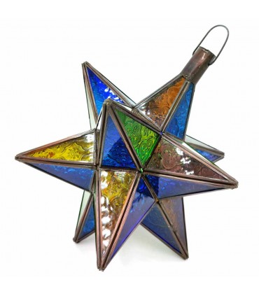 Lampada da soffitto marocchina - Stella andalusa - Multicolor Nº 2 - Artigianato Fez - Modello Najma