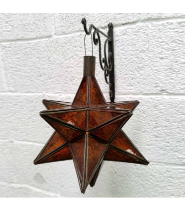 Marokkanische Deckenlampe - Andalusischer Stern - Orange - Fez Crafts - Najma-Modell