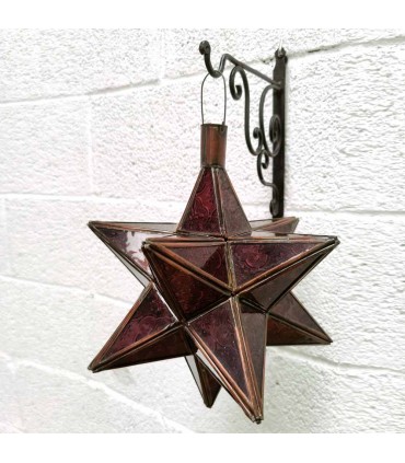 Lámpara Marroquí de Techo - Estrella Andalusí - Morado - Artesanía Fez - Modelo Najma