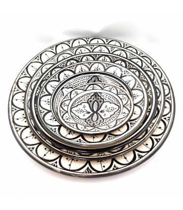 Assiette ou Table Décorative - Céramique Andalouse Asfi - Artisanat Marocain - Modèle Aswadein